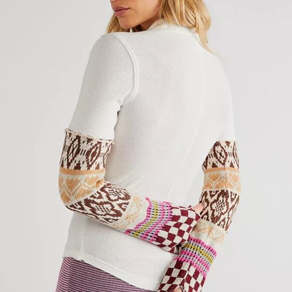 FREE PEOPLE Gorgeous Thermal Cuff Ivory Combo xsmall/small - Picture 2 of 3
